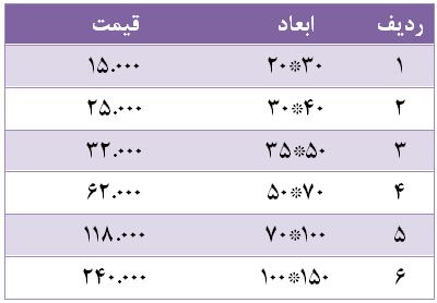 لیست قیمت فرش خام سابلیمیشن قیمت فرش خام سابلیمیشن