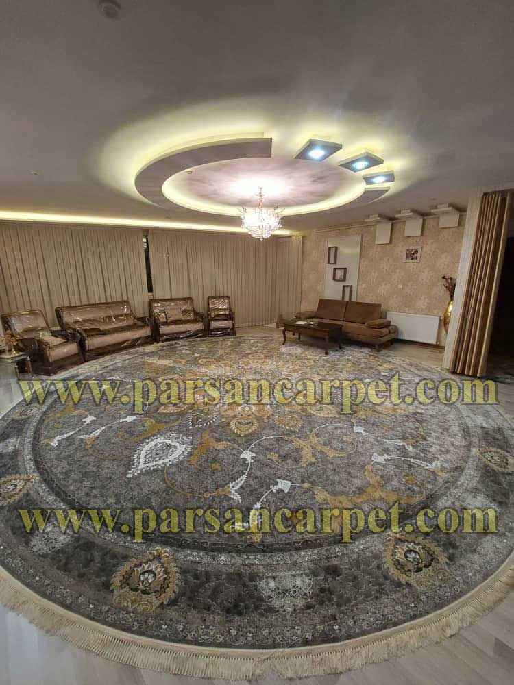 خرید فرش گرد سایز بزرگ قطر 6 مدل وینتیج مدرن
