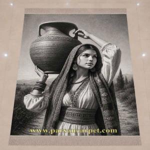 تابلو فرش چاپی عکس چهره شخصی سیاه و سفید