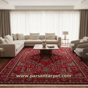 قیمت فرش 700 شانه لاکی طرح قشقایی | فرش ماشینی سنتی اکریلیک