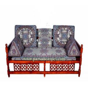 خرید پشتی مبل‌نما خلیجی عربی | ست شاه‌نشین سنتی با تخت چوبی