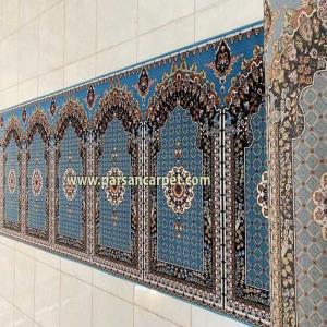 فروش عمده فرش 700 شانه مسجدی اکریلیک آبی | تولید کارخانه کاشان