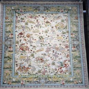 خرید فرش 1200 شانه طرح شکارگاه کاشان با قیمت کارخانه