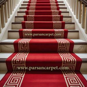 فرش تشریفاتی قرمز لاکی با حاشیه ورساچه کرم کد 114