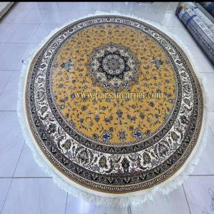 فرش گرد 1200 شانه دایره ای زمینه نارنجی