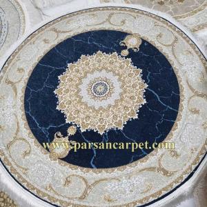 فرش دایره ای 1200 شانه  سرمه ای طرح مرمر