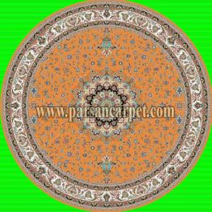 فرش گرد 1200 شانه نارنجی 9 متری ترنج دار