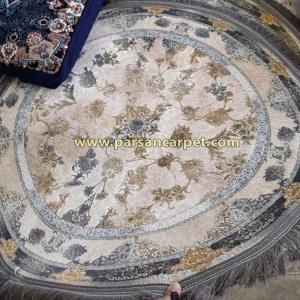 فرش دایره ای پتینه وینتیج افشان گل برجسته