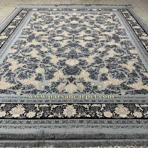 فرش طرح 700 شانه ویرجین نقره ای افشان طلاکوب