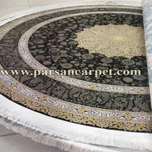فرش دایره ای شکل سرمه ای طرح ترنج دار