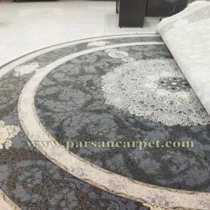 سایت فرش دایره ای گل برجسته دودی 1200 شانه