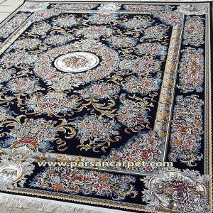 فروش اینترنتی فرش 1200 شانه سرمه‌ای طرح ویولت با قیمت کارخانه