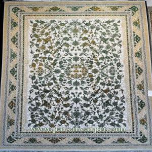 فرش 1200 شانه کرم صدفی کد 1209 – فرش گل برجسته پالت سبز