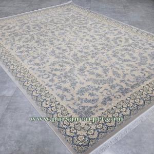 قیمت فرش 1200 شانه طرح اسلیمی نقره‌ای گل برجسته