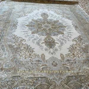 فروش فرش 1200 شانه گل برجسته طرح شانلی کرم