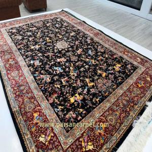 فرش 1500 شانه ابریشم‌گونه طرح شکارگاه | لاکچری‌ترین مدل ماشینی