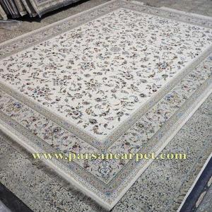 فرش 1500 شانه طرح نگار سفید دستباف گونه