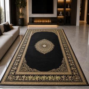فروش فرش 500 شانه ورژن ارزان قیمت سرمه ای طرح فرشته