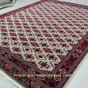 فرش 700 شانه طرح ترکمن حصار گل | فرش سنتی