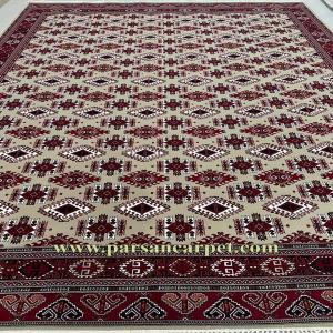 فرش 700 شانه طرح ترکمن حصار گل | فرش سنتی