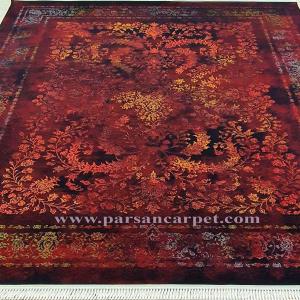 خرید اینترنتی فرش 700 شانه روناسی طرح گلنوش | فرش پتینه لاکی