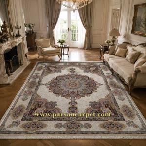 خرید فرش 1200 شانه طرح ژیوان کرم از کارخانه