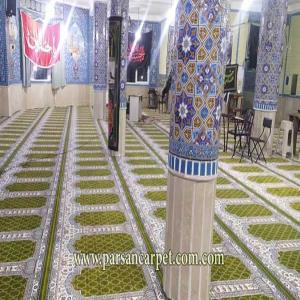 خرید عمده فرش محرابی مسجد رنگ سبز ارتشی