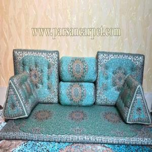 خرید پشتی شاه نشین سنتی سبزآبی کاشان