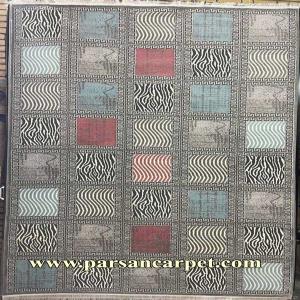 گلیم فرش ماشینی 340 شانه طوسی جدید کد 2040