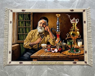 تابلو فرش ماشینی ایرانی طرح قهوه خانه | خرید مستقیم از تولیدکننده