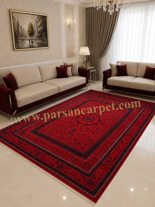 فرش 1200 شانه قرمز روناسی لاکی کد k4045