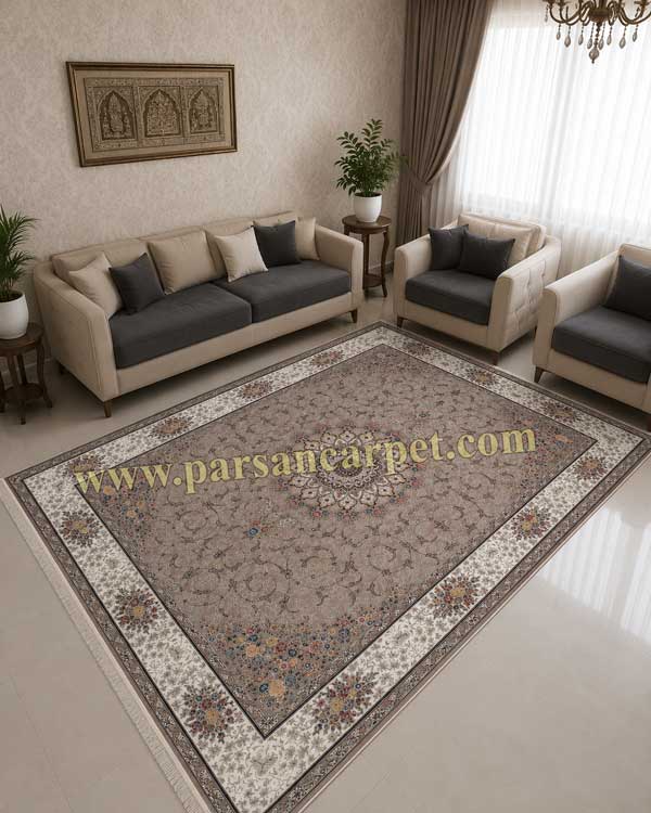 فرش 700 شانه کاشان طرح مهرگان فیلی