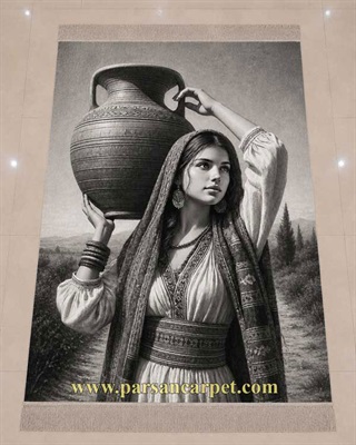 تابلو فرش چاپی عکس چهره شخصی سیاه و سفید