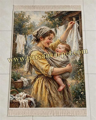 تبدیل عکس به تابلو فرش اروپایی طرح مادر و نوزاد