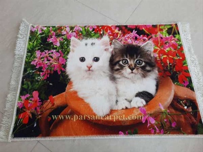 تابلو فرش چاپی طرح حیوانات طرح گربه ملوس خانگی
