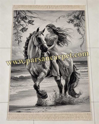 تبدیل عکس به تابلو فرش دختر اسب سوار کد 57