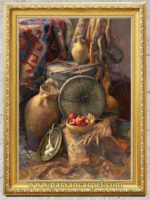 خرید تابلو فرش ماشینی طرح کوزه قدیمی