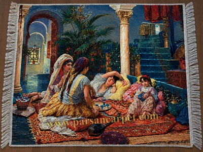 تابلو فرش چاپی طرح اروپایی مجلس زنانه