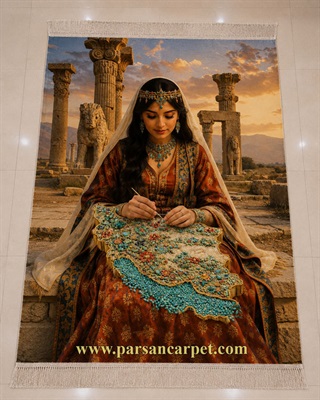 تابلو فرش ماشینی چاپی طرح دختر ایران زمین