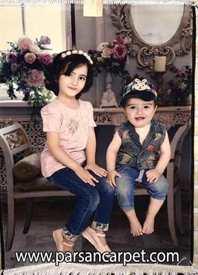سفارش تابلو فرش چهره دونفره با طراحی اختصاصی در کاشان