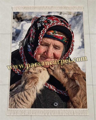 تبدیل عکس به تابلو فرش پیرزن در عشایر کد 61