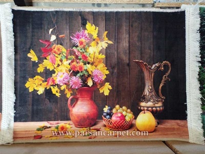 تابلو فرش چاپی طرح گل و گلدان 1200 شانه