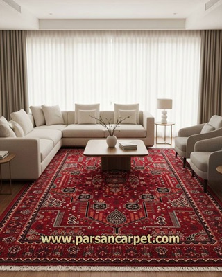 قیمت فرش 700 شانه لاکی طرح قشقایی | فرش ماشینی سنتی اکریلیک