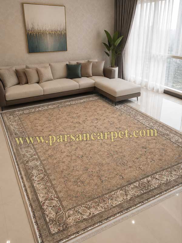 فرش 1200 شانه بژ طرح بهار گیلدا | تراکم 3600 با ضمانت کیفیت