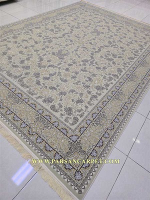 فرش 1200 شانه گل برجسته پالت زرفام کد 1213 با طرح افشان کرم