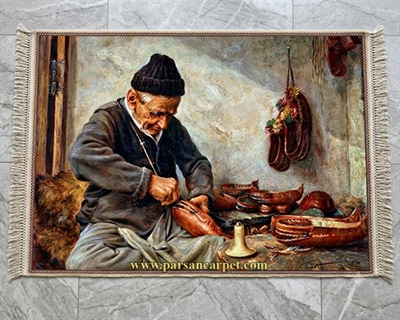 تابلو فرش ماشینی ایرانی طرح کفاش - فروش آنلاین تابلو فرش چاپی