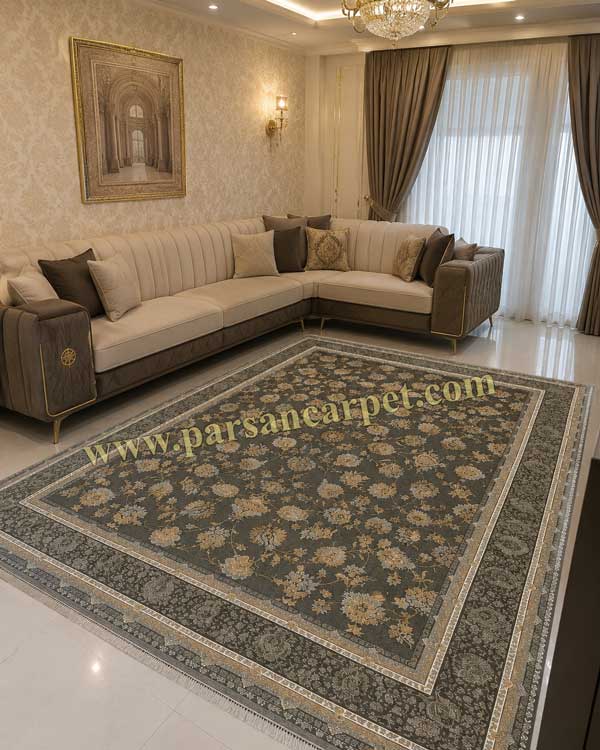 فرش 1200 شانه دودی طرح ایپک کاشان