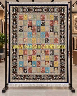 فرش 1200 شانه طرح خشتی | تراکم 3600 ساده و اصیل ایرانی