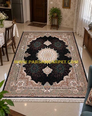 فرش 1200 شانه طرح فریبا سرمه ای