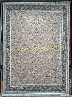 فرش 1200 شانه سرمه ای طرح ابرا بژ